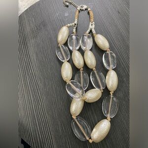 Elegant big silver  and Clear Beaded lucite Women’s Necklace